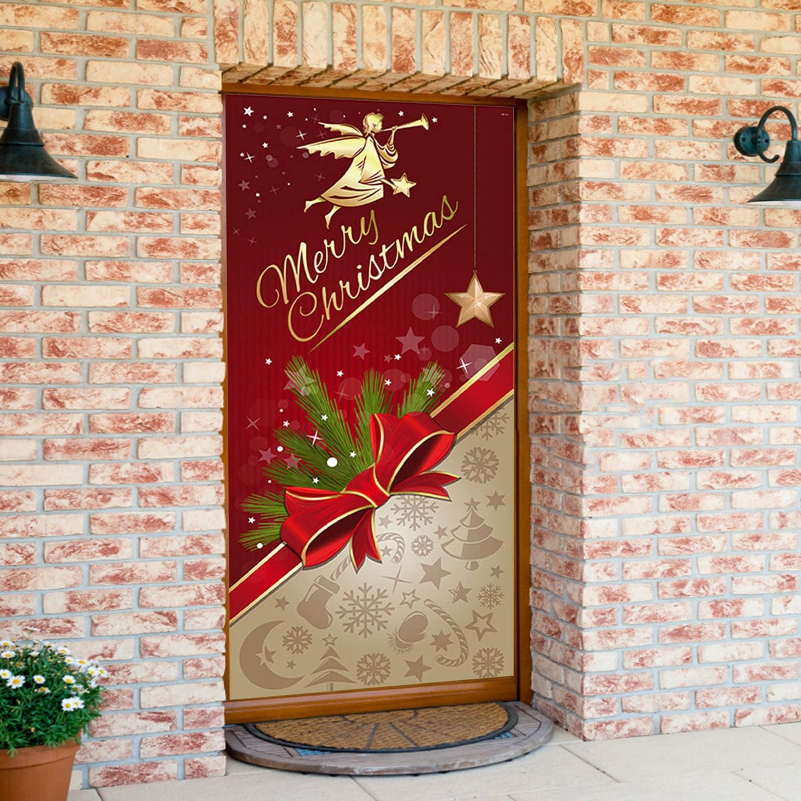 2 Weihnachts-Türabdeckungen Mit Weihnachtsmann-Motiv – 185 X 90 Cm, Polyester, Für Haustür & Innenraum