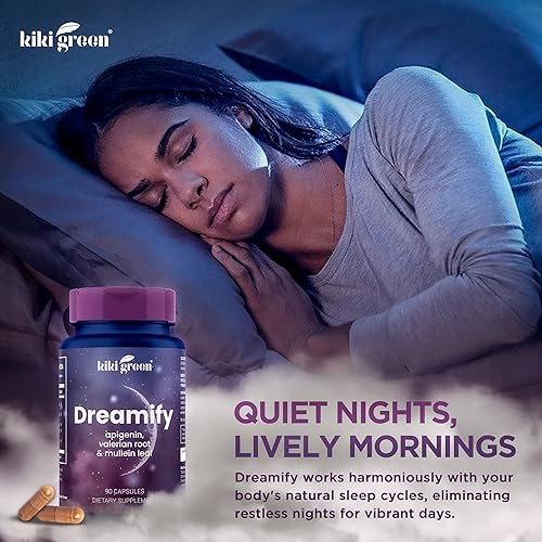 Miniatura 2 de KIKI Green DREAMIFY - Suplemento de apigenina para dormir, raíz de valeriana, apigenina, hoja de gordolobo, sueño reparador, relajación, ciclo de