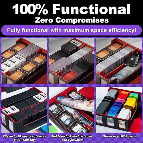 Miniatura 5 de Caja de almacenamiento de tarjetas extra grande con capacidad para más de 3600 tarjetas compatibles con 12 cajas de cubierta pequeñas, incluye bolsa