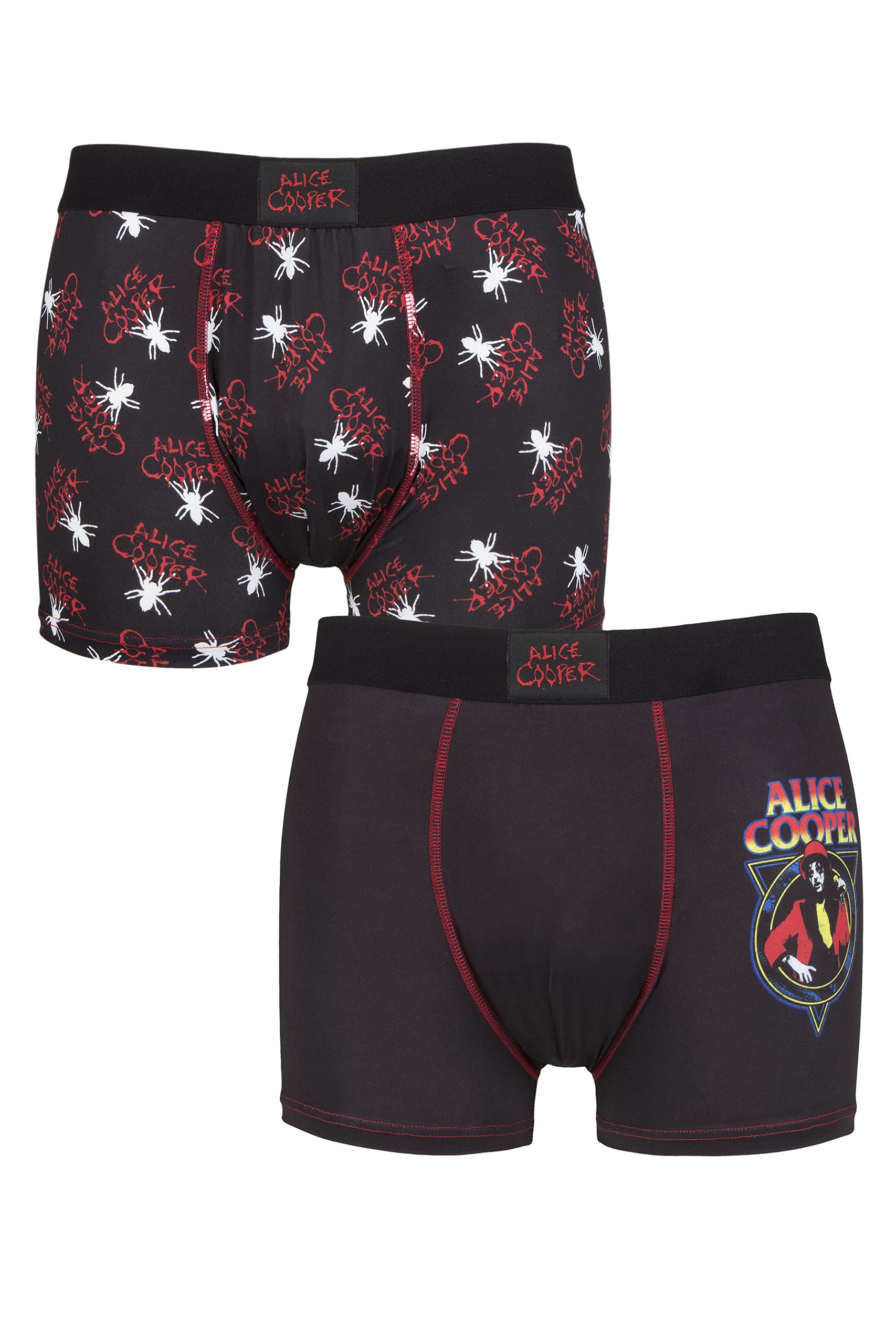 SockShop Mens Alice Cooper Exclusive to Gift Boxed Classic Rock Heavy Metal Boxer Shorts Pack of 2 Black L