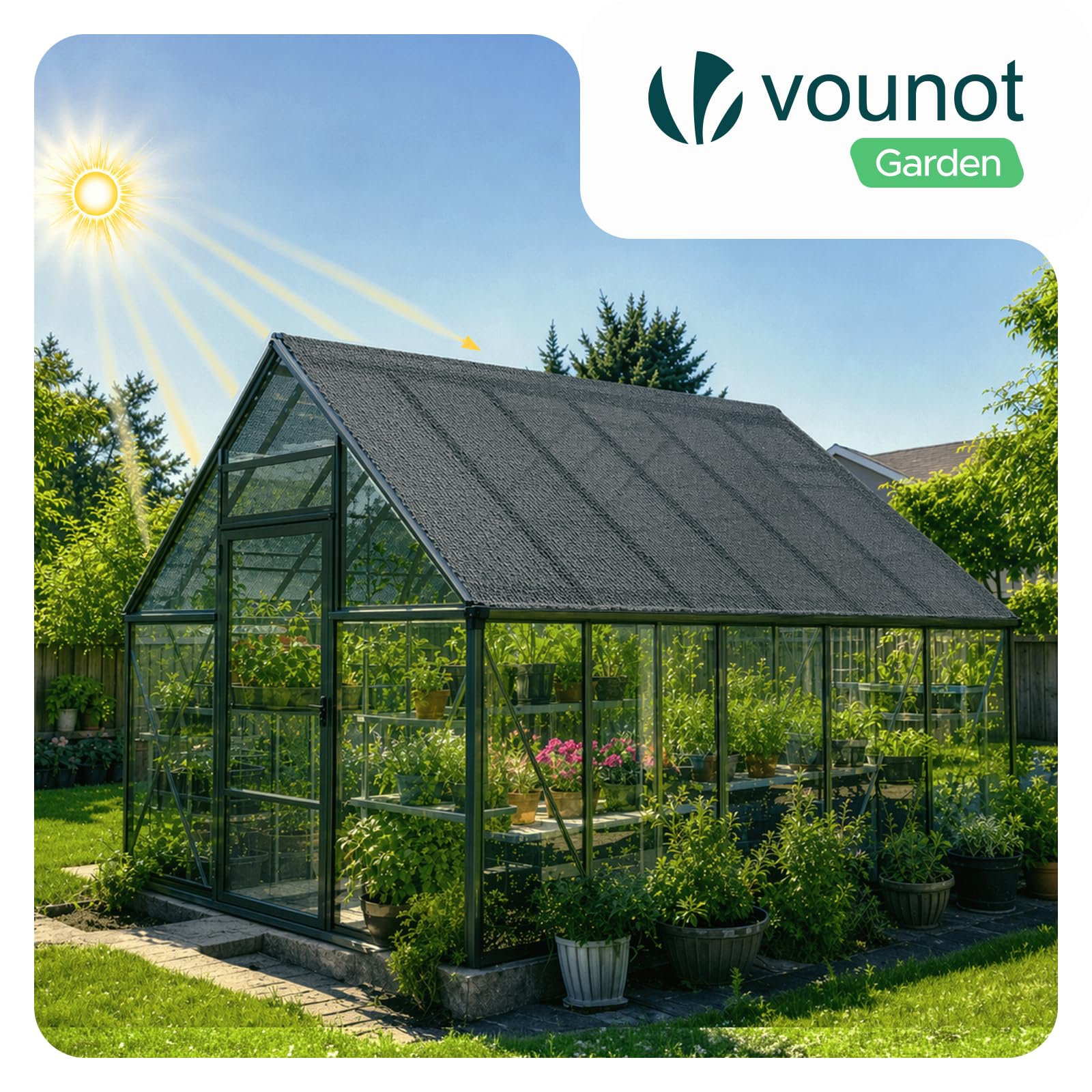 VOUNOT® Rete Ombreggiante per Serra 90 g/m² in HDPE, Rete Parasole Giardino e Orto, Piante Telo Ombreggiante Resistente ai Raggi UV per Tunnel e Pollaio, Facile da Installare, 1,8x20 m, Antracite