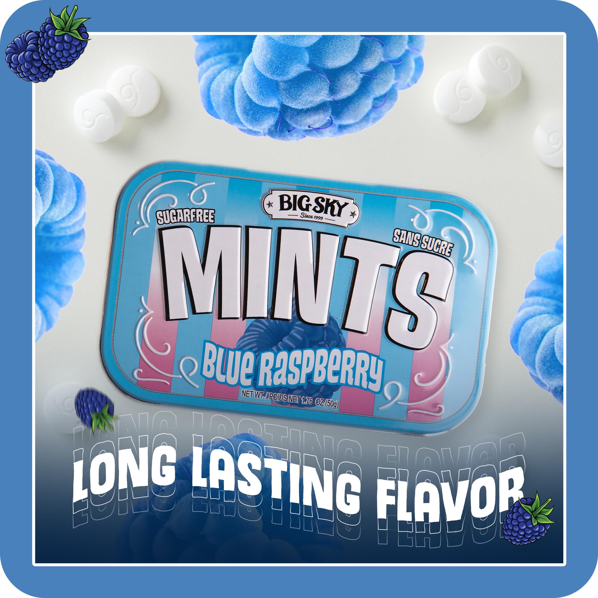 Amazon.com : Big Sky Sugar Free Blue Raspberry Mints - 50 Count