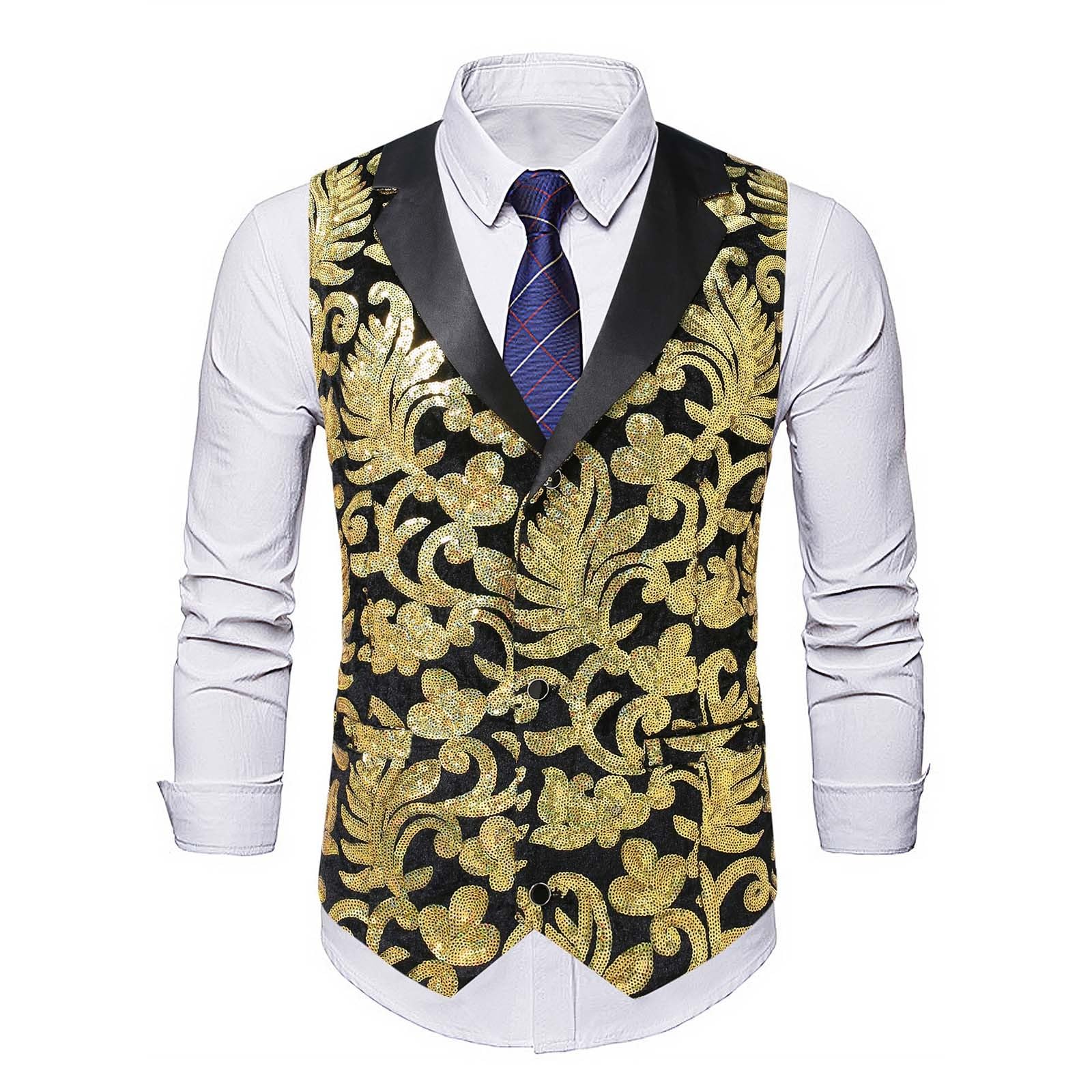 Gilet Glitter Uomo Paillettes Vestiti Adulti Abiti Smanicato Sportivo Panciotto Gotico Abbigliamento Comode Eleganti Casual Carnevale Vintage