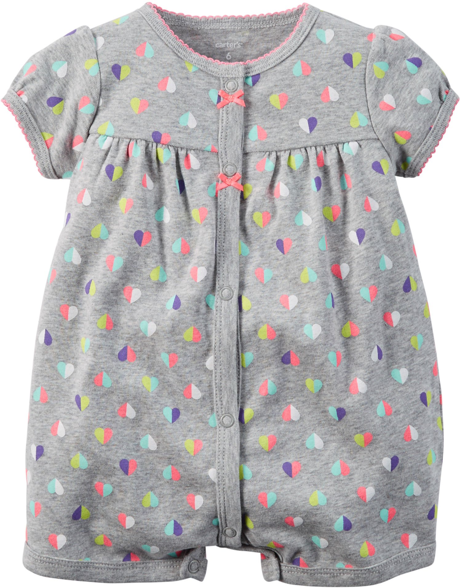 Carters Baby Girls Snap-Up Cotton Romper Multi Heart Grey 12M