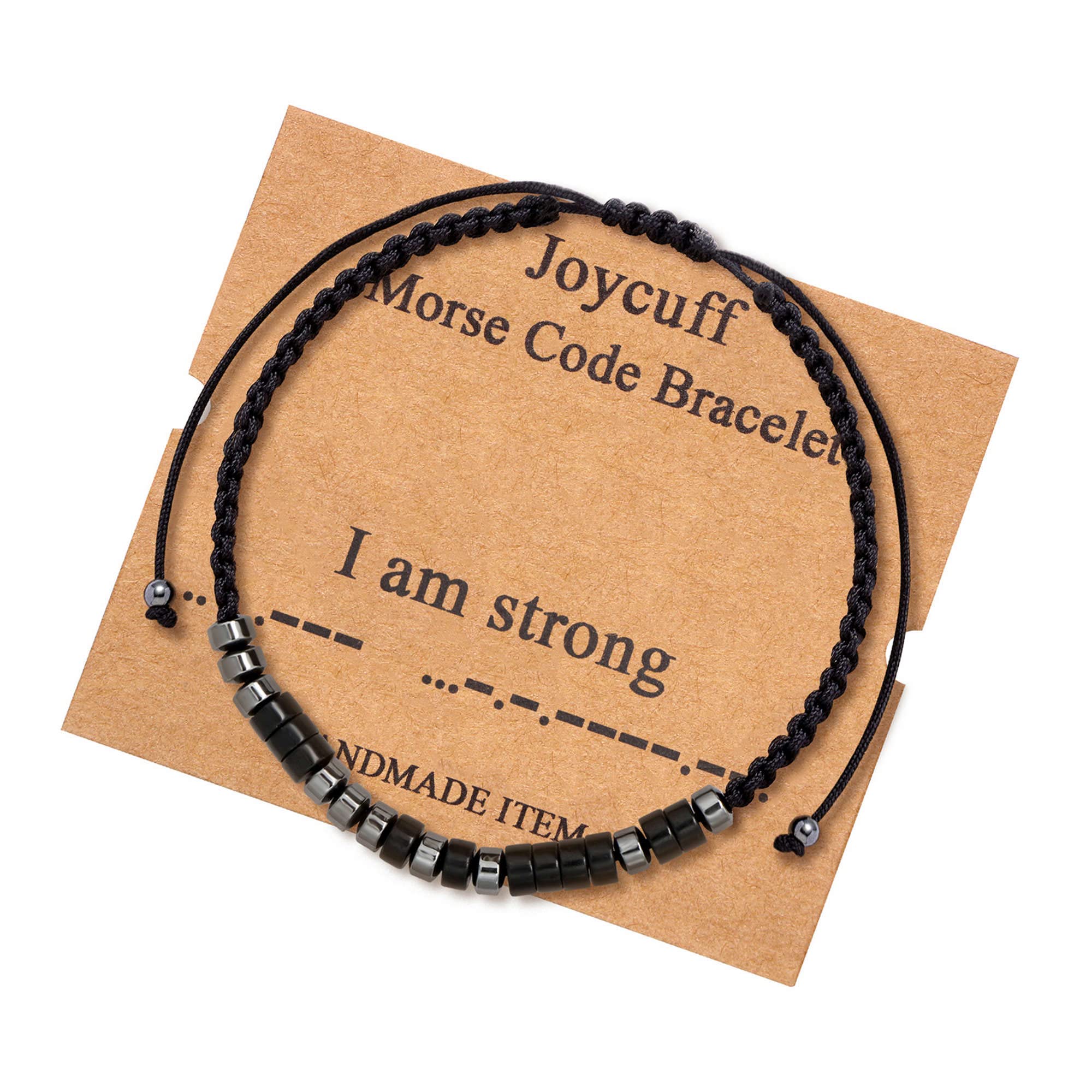 JoycuFF Inspirational Morse Code Bracelets for Women Men I Am Strong Gifts Encouragement Unique Friendship Female Friends Jewelry for Birthday Christmas