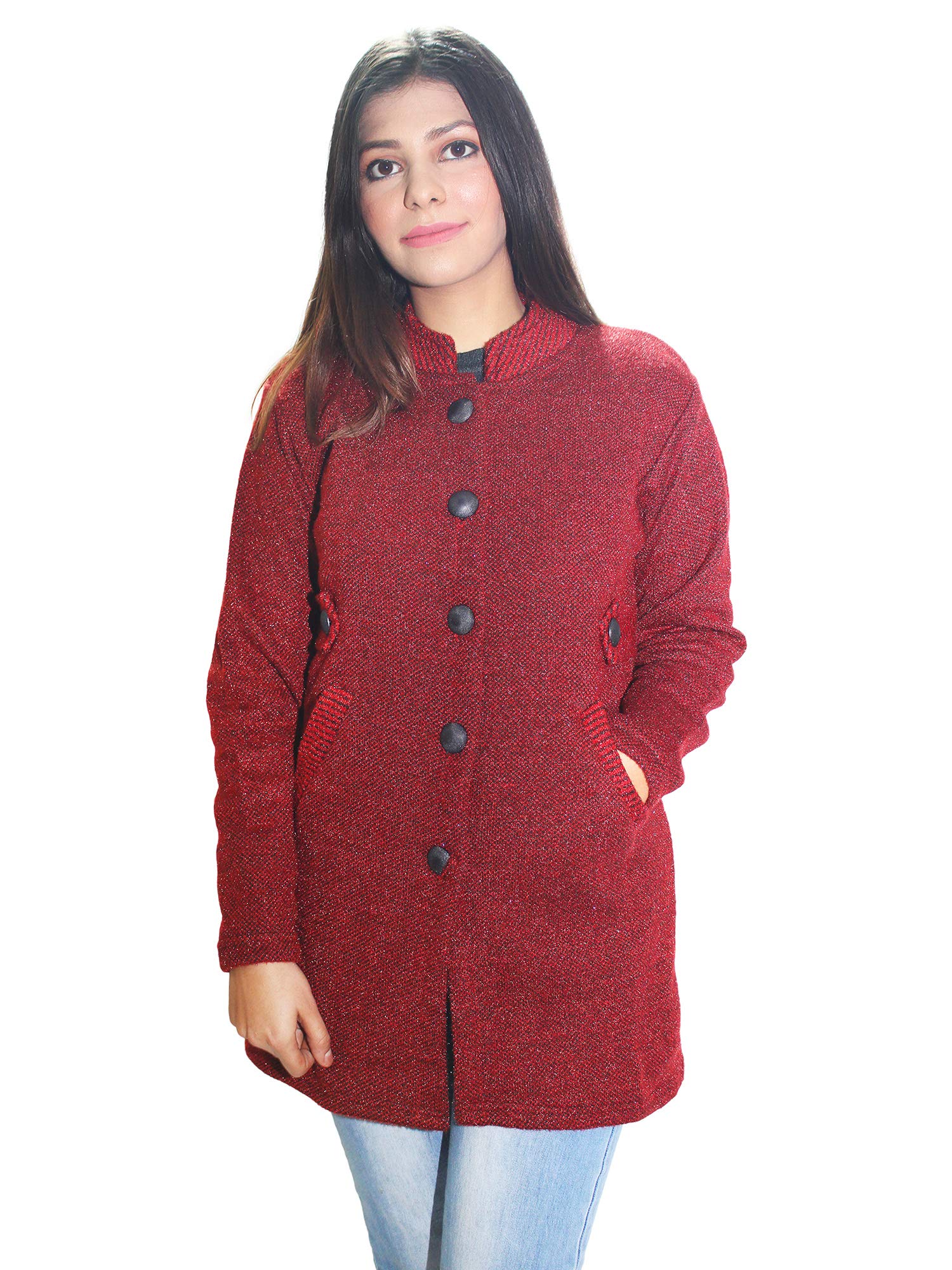 matelco Womens Woollen Buttoned Cardigan/Coat with Pockets-picture-28