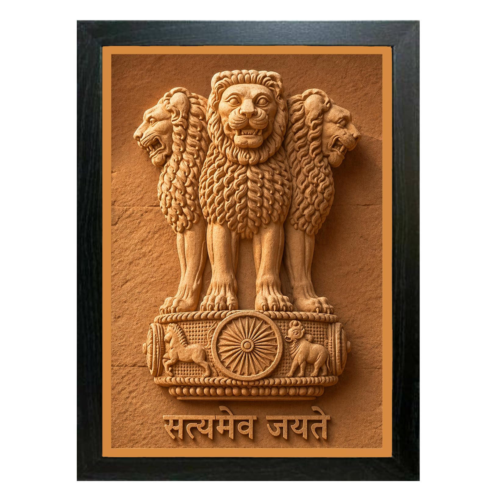 LOKANJ Ashok Chakra Photo Frames | Ashok Stambh | Great India Picture Framed | For Office | Size 9 * 13 Multi Color-image-6