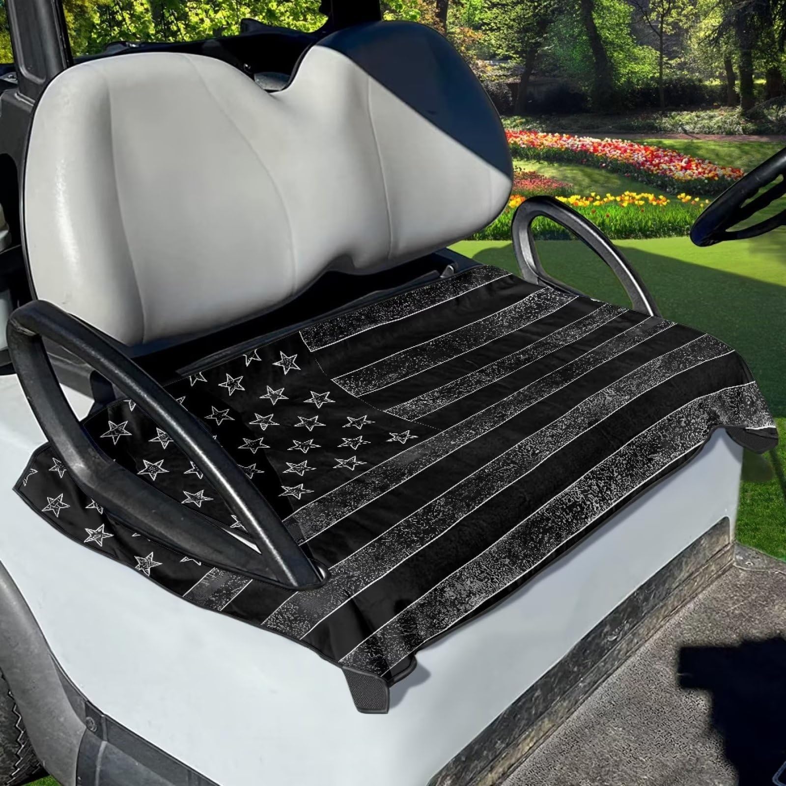 AFPANQZ American Flag Golf Cart Seat Cover Blanket Soft Portable Sport Golf Cart Seat Cover Towel Blanket with Holes Easy to Install Clean