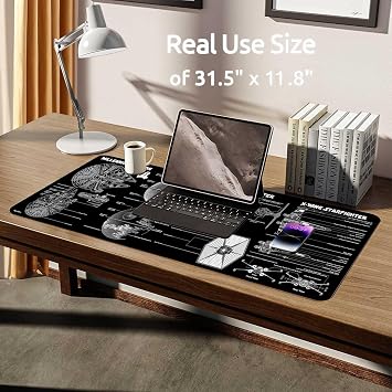 Large Gaming Mouse Pad with Superior Micro Cloth, Extended Desk Pad, Mousepad with Stitched Edges, Non-Slip Base, Desk Accessories Supplies, Keyboard Pad for Gamer,Office & Home,31.5 x 11.8 in, Black