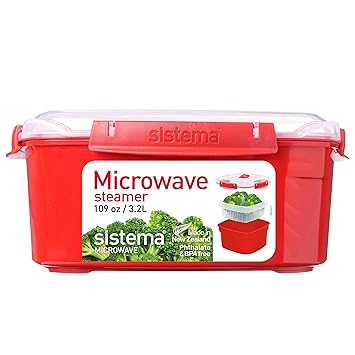 Sistema Microwave Collection Steamer, Large, 109 oz./3.2 L, Red