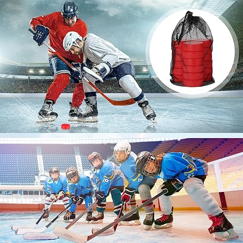 Miniatura 3 de Wettarn Mini discos de hockey sobre hielo de espuma deportiva de 3 pulgadas para interiores con bolsa de malla para niños y adultos, práctica y