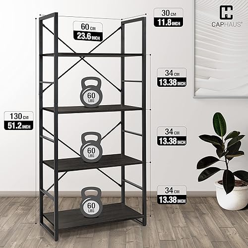 Miniatura 3 de CAPHAUS Estantería de 4 niveles, estante independiente de 24 pulgadas de ancho, organizador de almacenamiento de estantería para libros, estantes