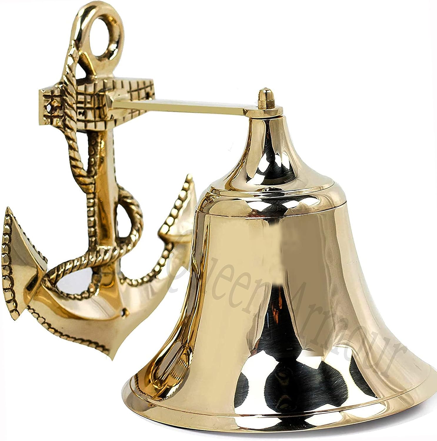 9" Premium Brass Polished Decorative Ornamental Anchor Bell Pirate's Decorative Ship's Bell Maritime Ocean Home Decor Beach House Metal Bell Bells Hanging