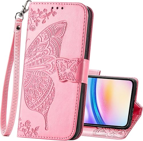 Miniatura 7 de HAOTP Funda para teléfono Samsung Galaxy A05, cartera con tapa para mujer, tarjetero con tapa para Samsung Galaxy A05, diseño de flor de mariposa,