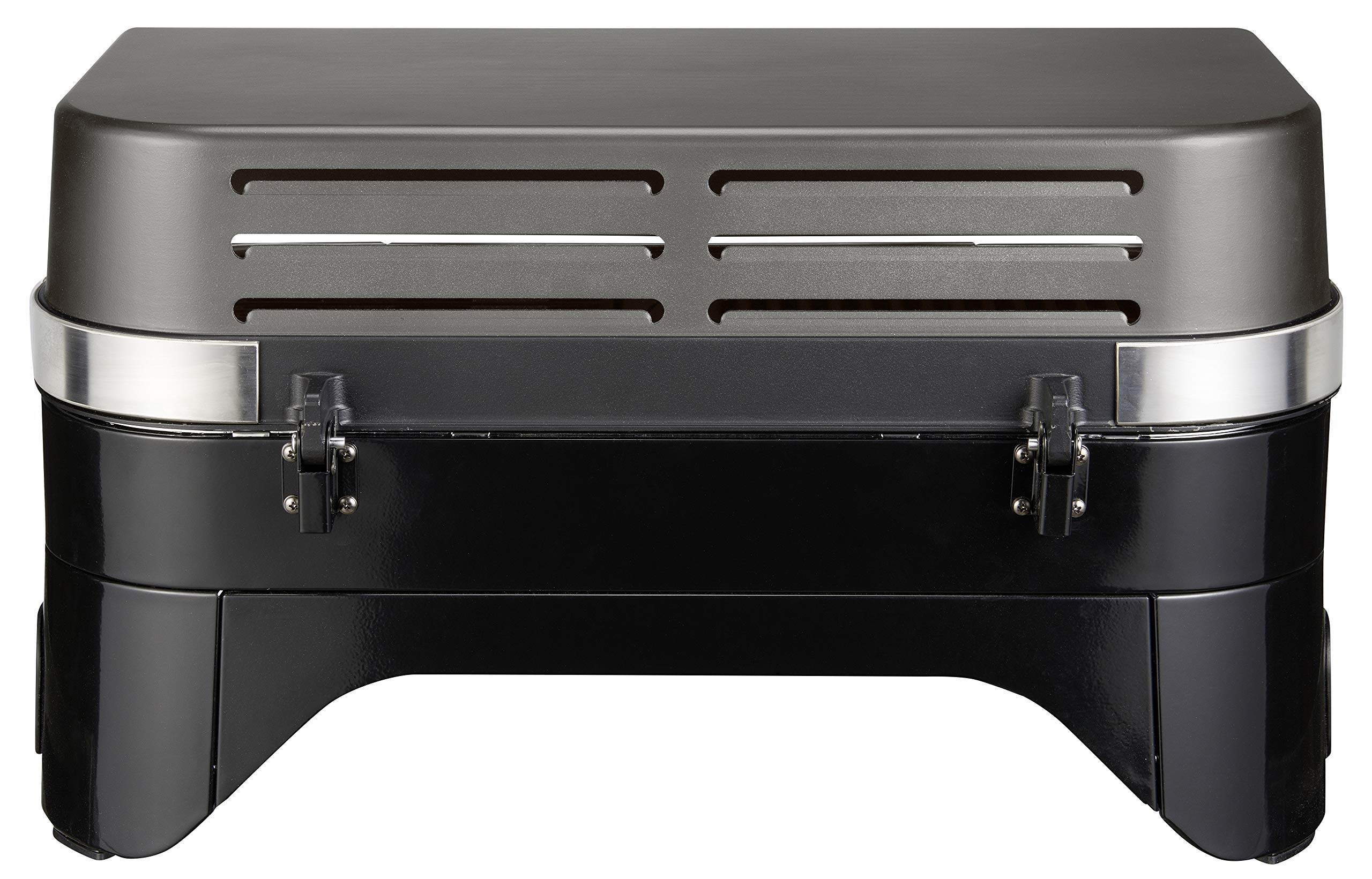Campingaz Attitude 2100 LX, Griglia a Gas, da Tavolo Portatile, 2 Bruciatori in Acciaio, Potenza di 5 kW, per Campeggio con Coperchio, Termometro, Plancha in Ghisa, Grigio/Nero