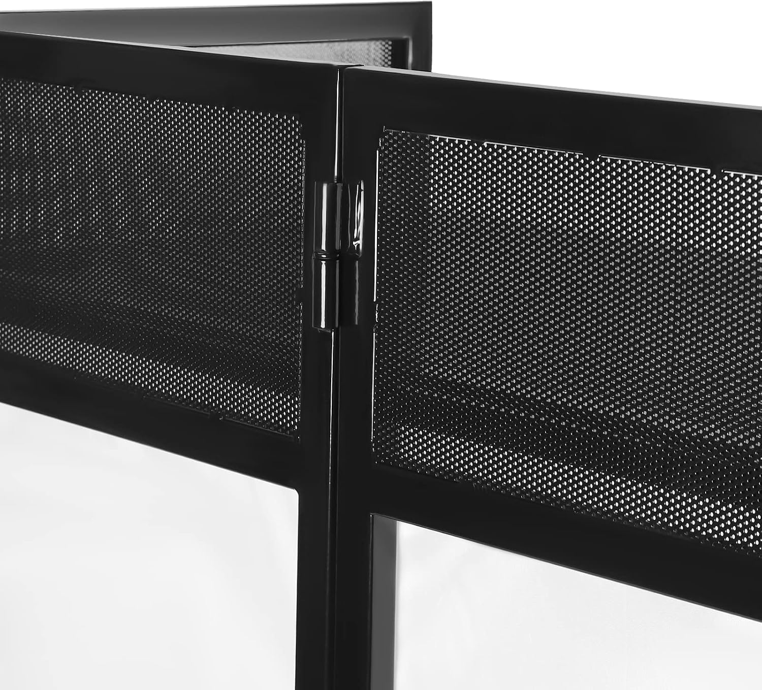 Portable DJ Event Facade, Folding DJ Booth Metal Frame 83inch x 44inch, White/Black Scrim Metal Frame Booth, Flat Table Top w/Travel Bag