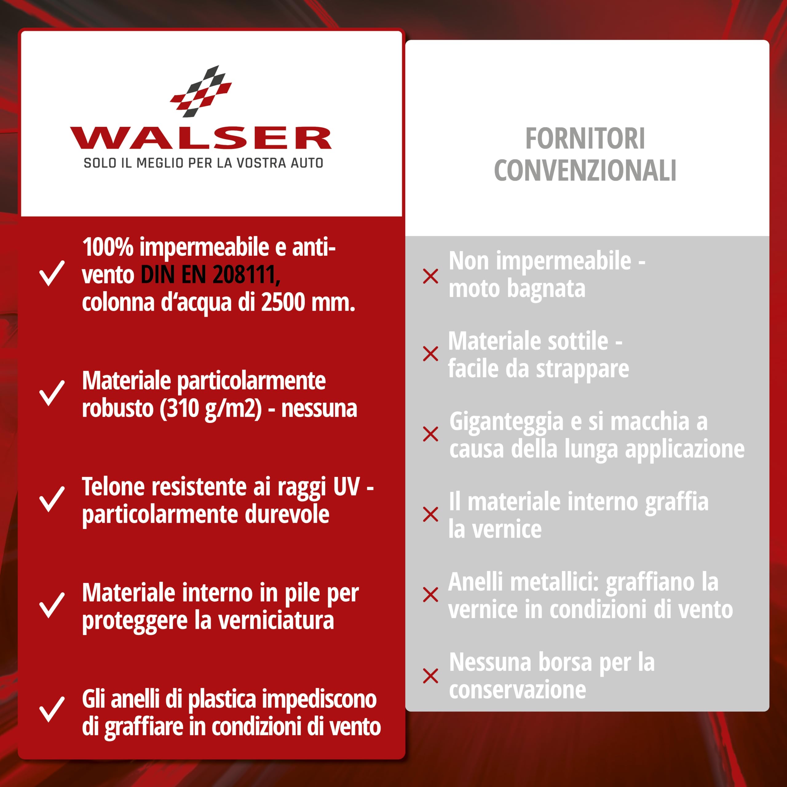 WALSER telo coprimoto S in robusto PVC, Premio Molto Buono* telo impermeabile, telo compatibile con vespa/scooter/motorino, moto, copertura moto per esterno, telo coprimoto nero 185x90x110cm