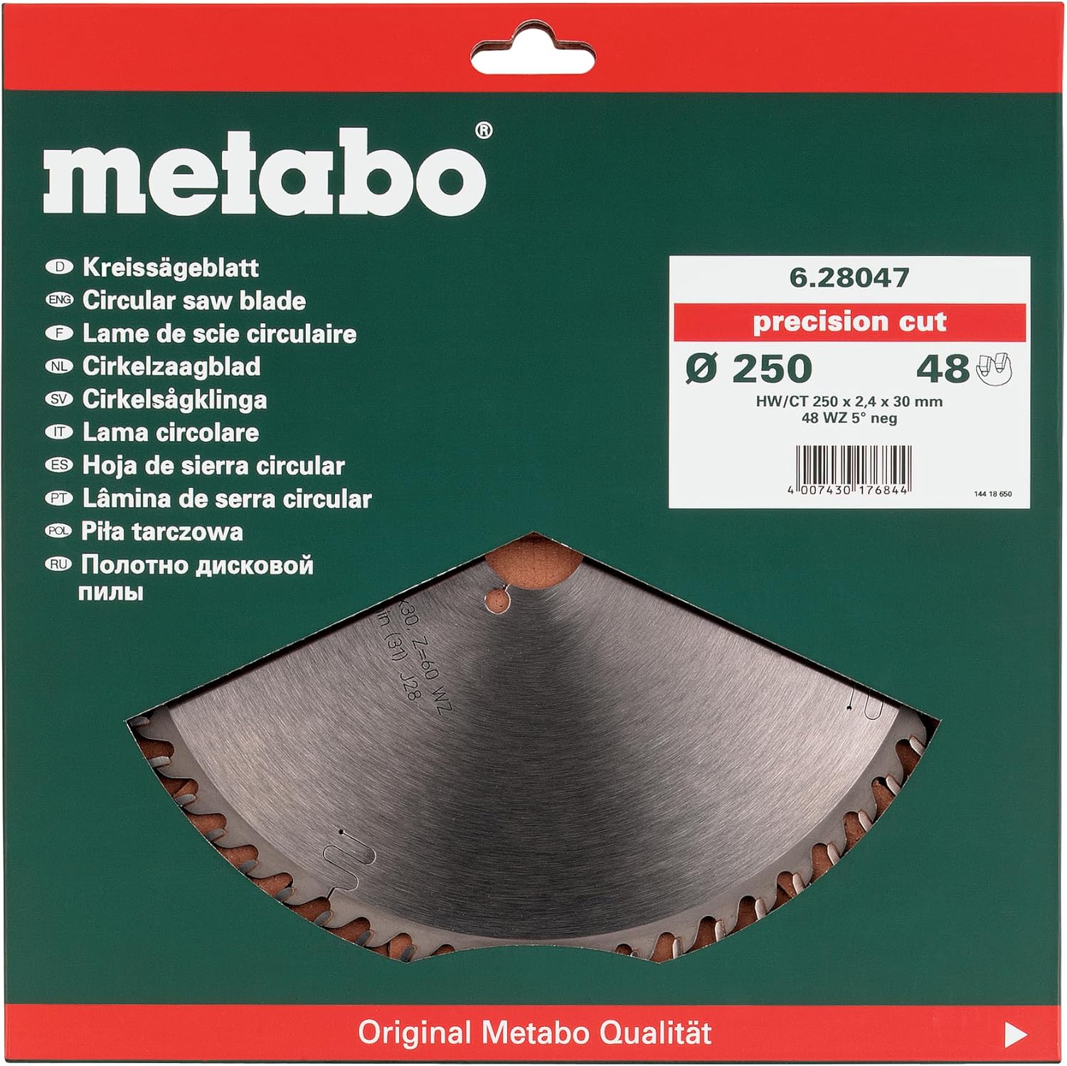 Metabo 628221000 Circular Saw-Blade 254x30, 48 WZ 5€neg, Green