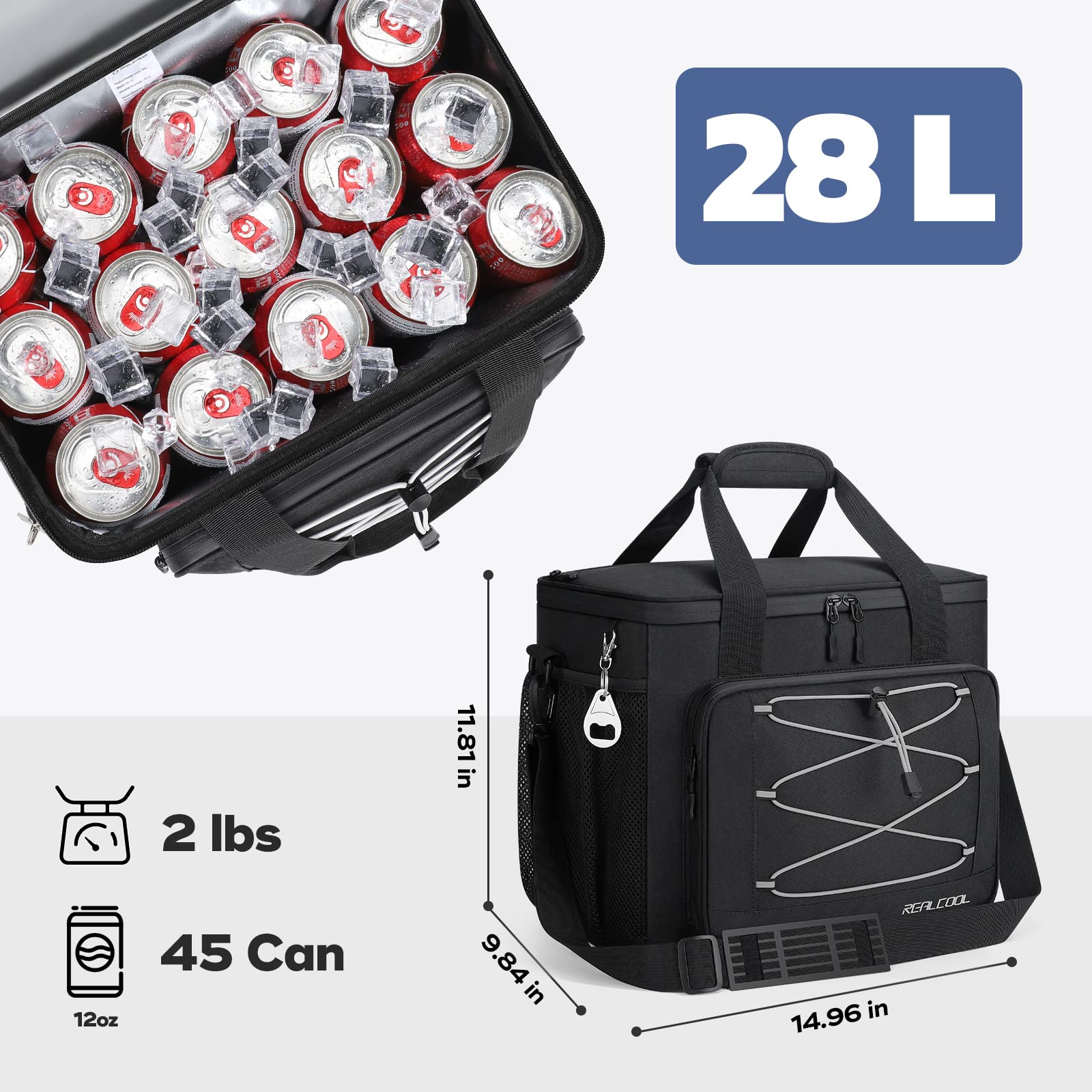 Soft Cooler Bag 35/45 Can, Collapsible Cooler Insulated Leak Proof,Large Lunch Box for Men Women,Soft-Sided Cooler for Beach, Picnic, Grocery, Camping, Travel