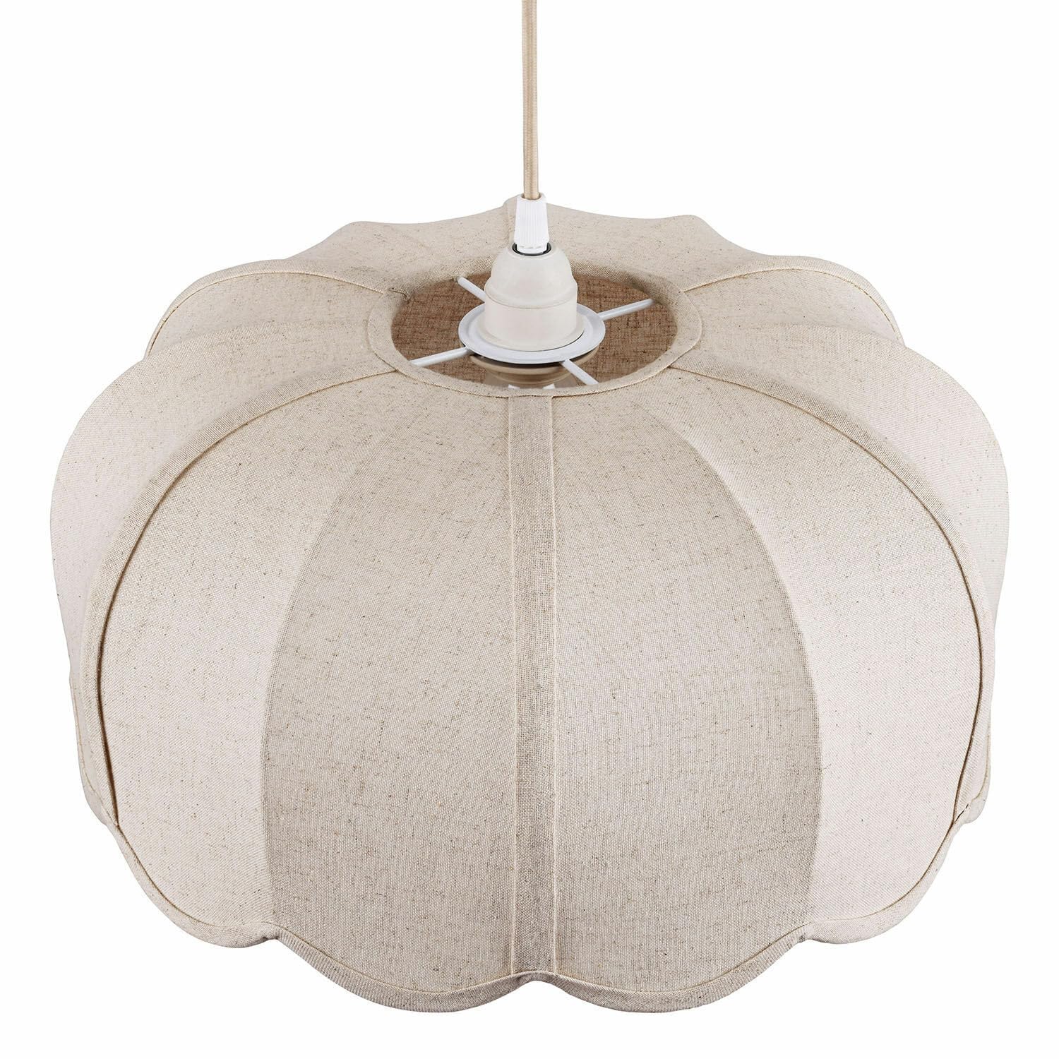 Loberon Ljosna Lampada a Sospensione - Paralume dal Look retrò - Luce piacevolmente Calda, Crema