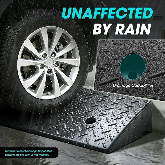 DNA Motoring 2pcs 5.2 Rise Rubber Curb Ramp Heavy Duty Loading Driveway Ramp Threshold Ramp 19.1 W x 13.5 D x 5.2 H for Loading Dock, Warehouse, Motorcycles, Cars, TOOLS-00645