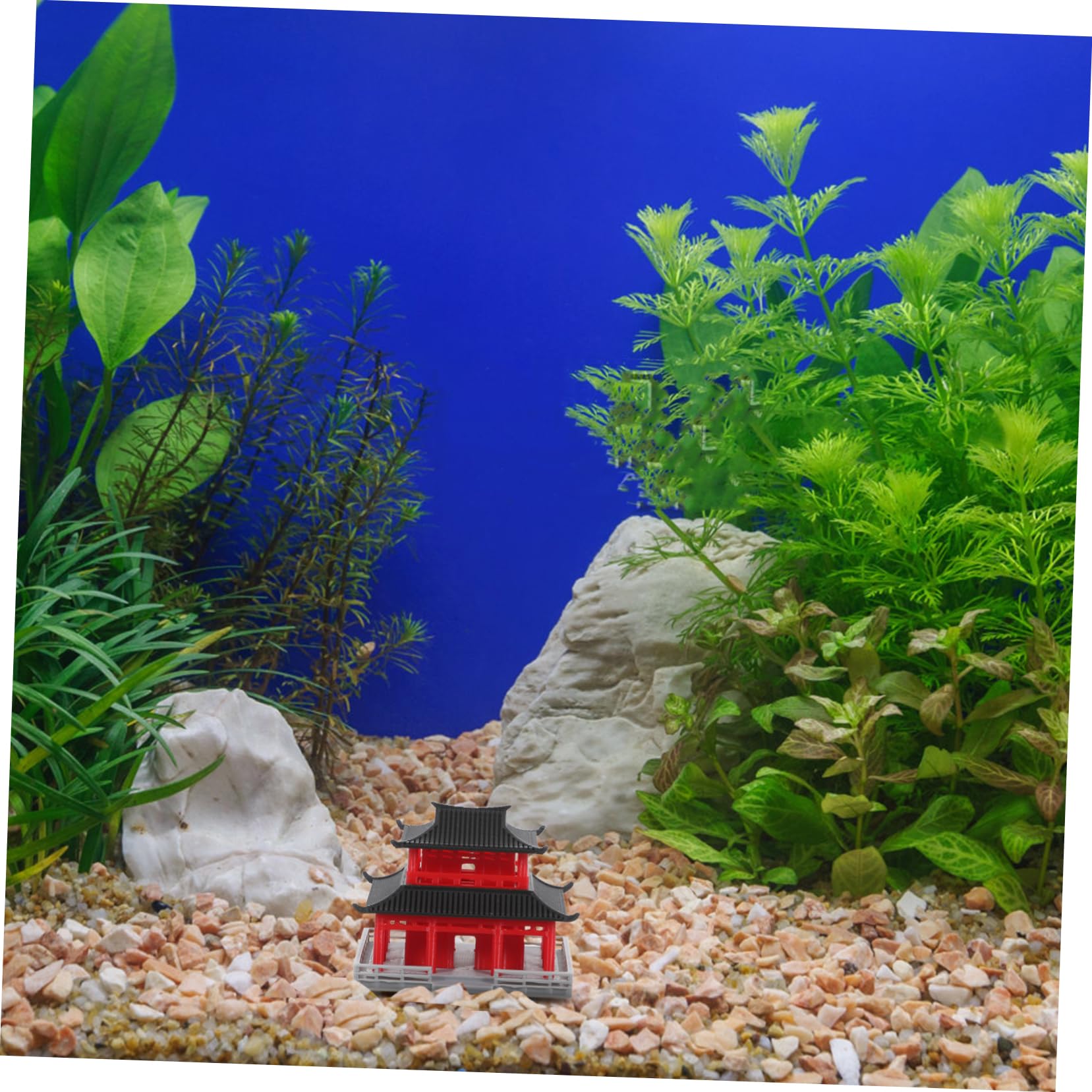 YARNOW di edificio antico Statua miniatura Padiglione cinese villaggio in miniatura acquario cinese grandi decorazioni per acquari Mini statua Plastica di acido polilattico rosso