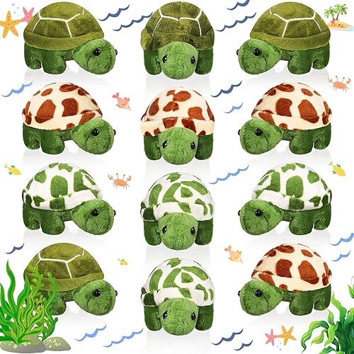 Skylety 12 piezas de mini tortuga de juguete de peluche suave animal marino pequeño juguete de peluche tortuga lindo animal de peluche para adultos,