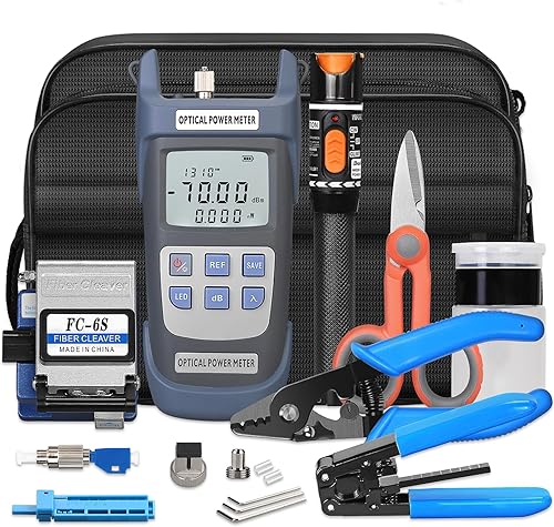 Kit de terminación de fibra - Conjunto 11 en 1 FTTH Kit de herramientas de ensamblaje de conexión en frío con localizador visual de fallas de 6.2