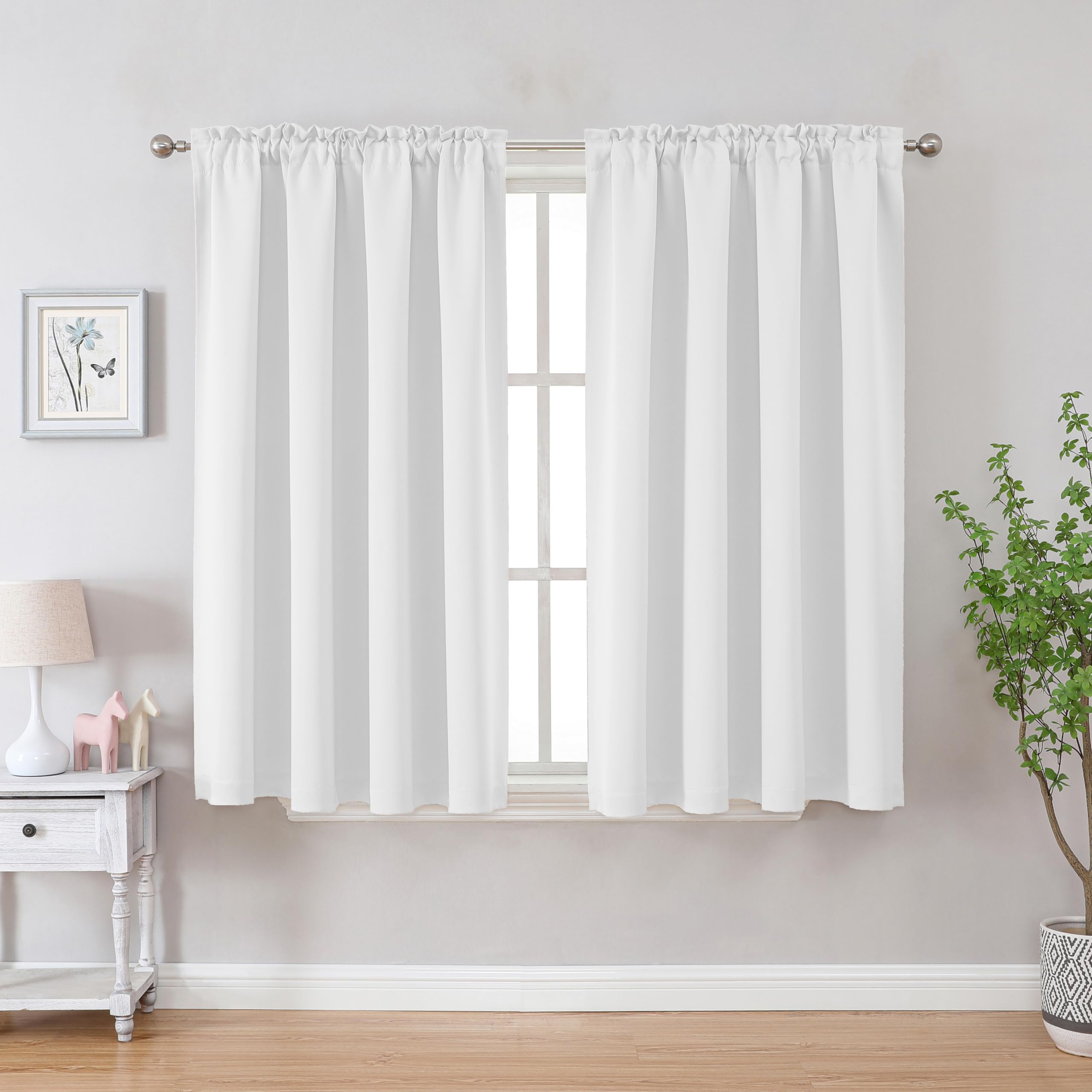 Gardine mit Kräuselband Blickdicht Weiß - H 145 x B 140 cm (1 Stück)