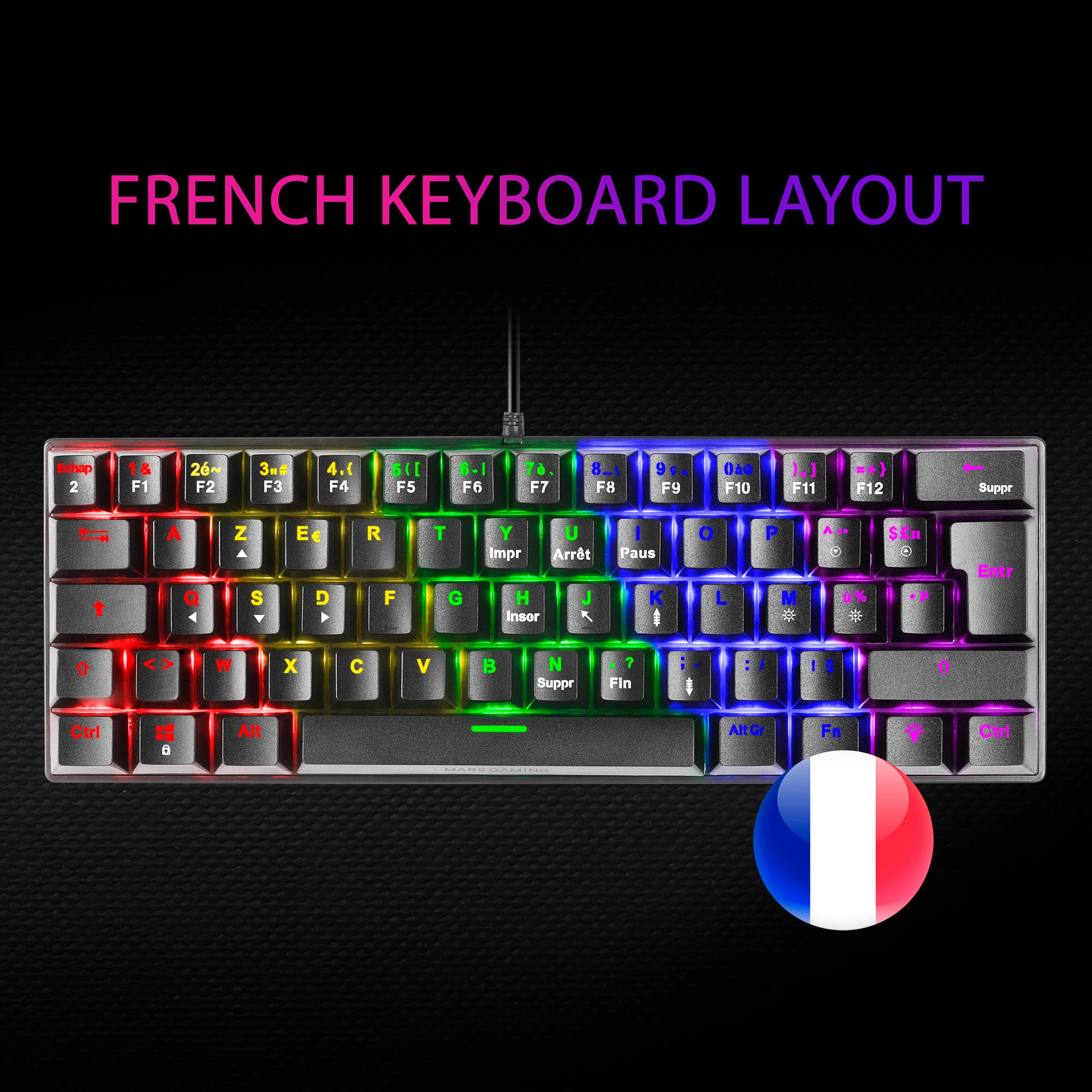 Mars Gaming MK422 Clavier Mécanique Blanc Commutateur RVB Rouge, clavier mars ga