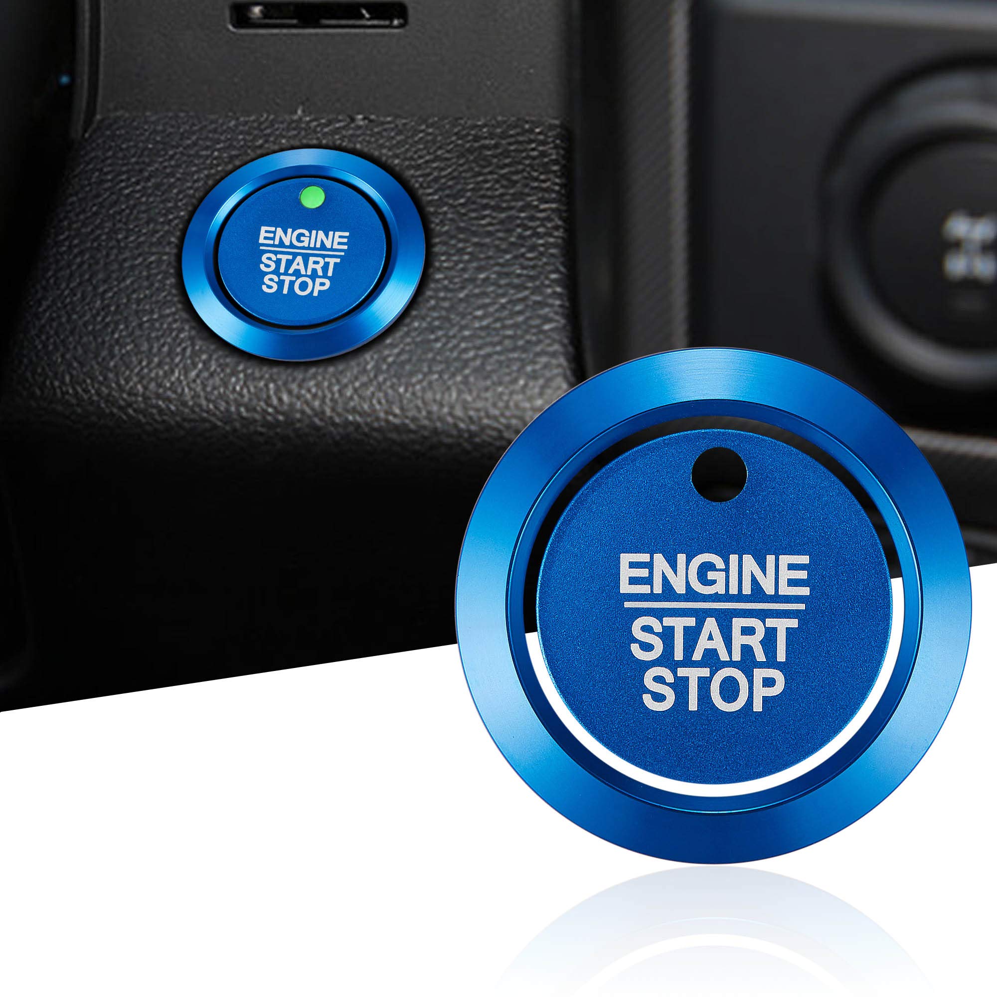 TOMALL Aluminum Engine Start Stop Push Button Cover Trim Compatible with Ford F-150 2016-2021 Car Engine Ignition Start Button Cap Surrounding Trim