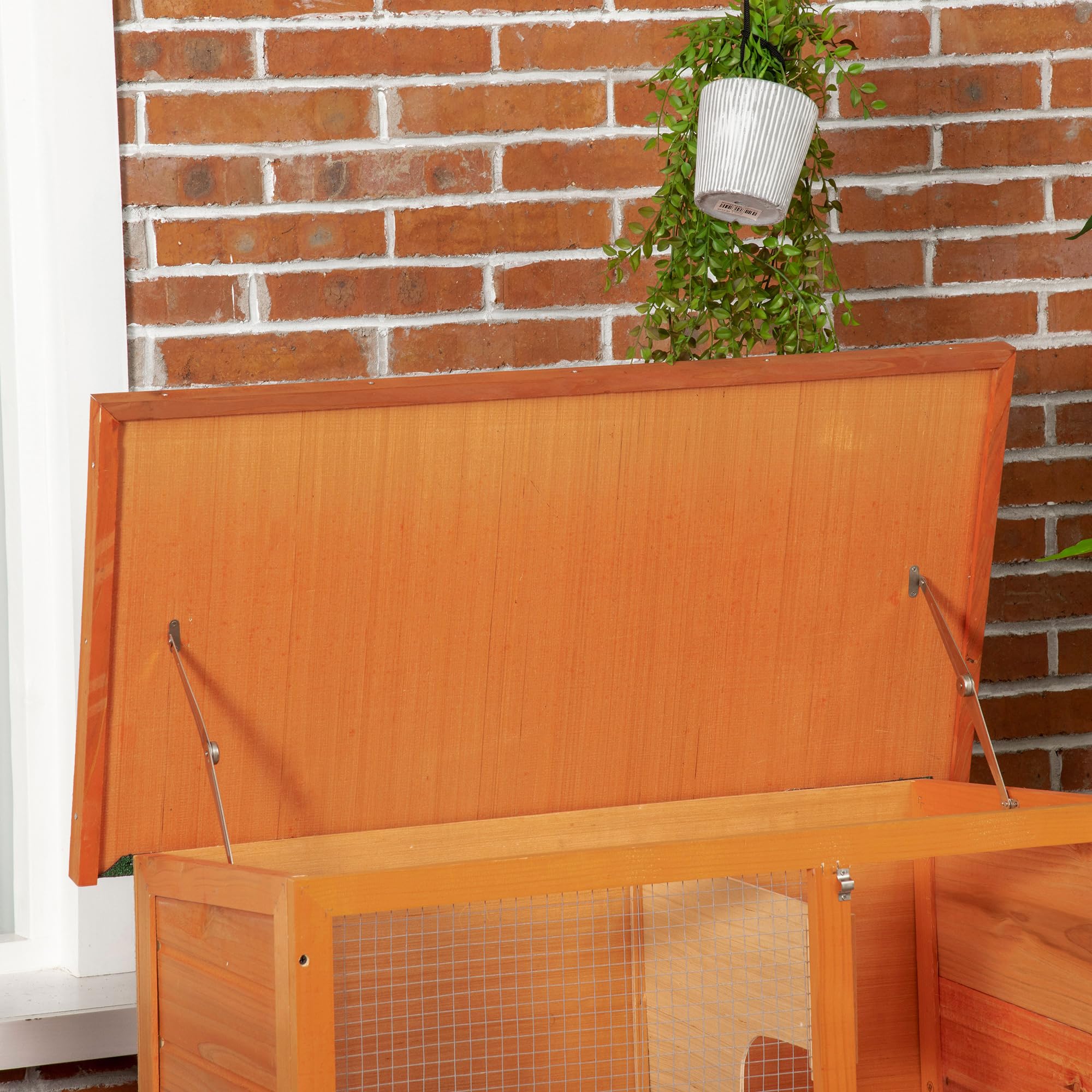 PawHut Gabbia per Conigli Conigliera da Esterno in Legno di Abete 90 x 45 x 80cm