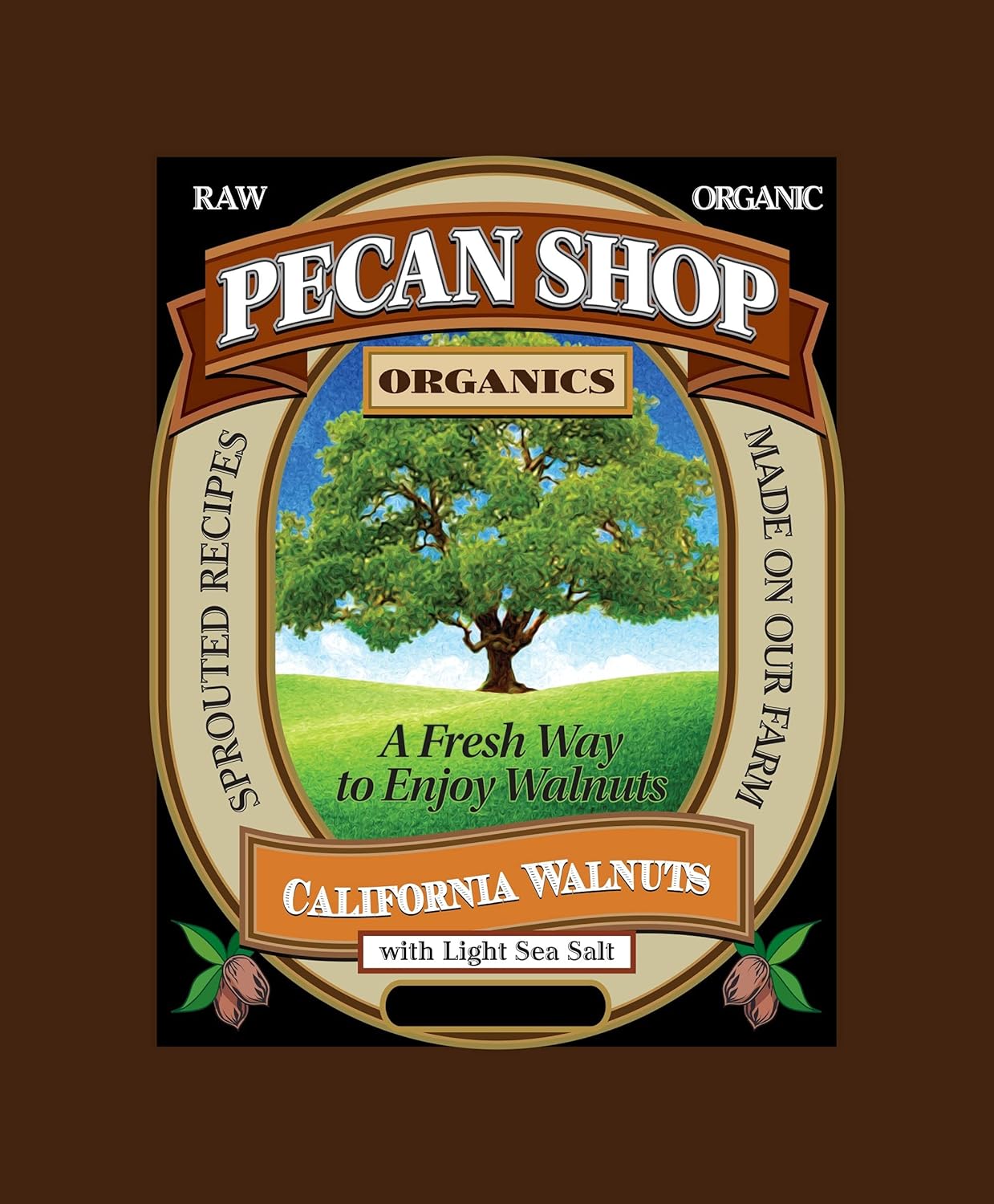 Pecan Shop Sprouted Organic Raw California Walnuts, High Halves Count, Lightly Sea Salted, 2 Pound