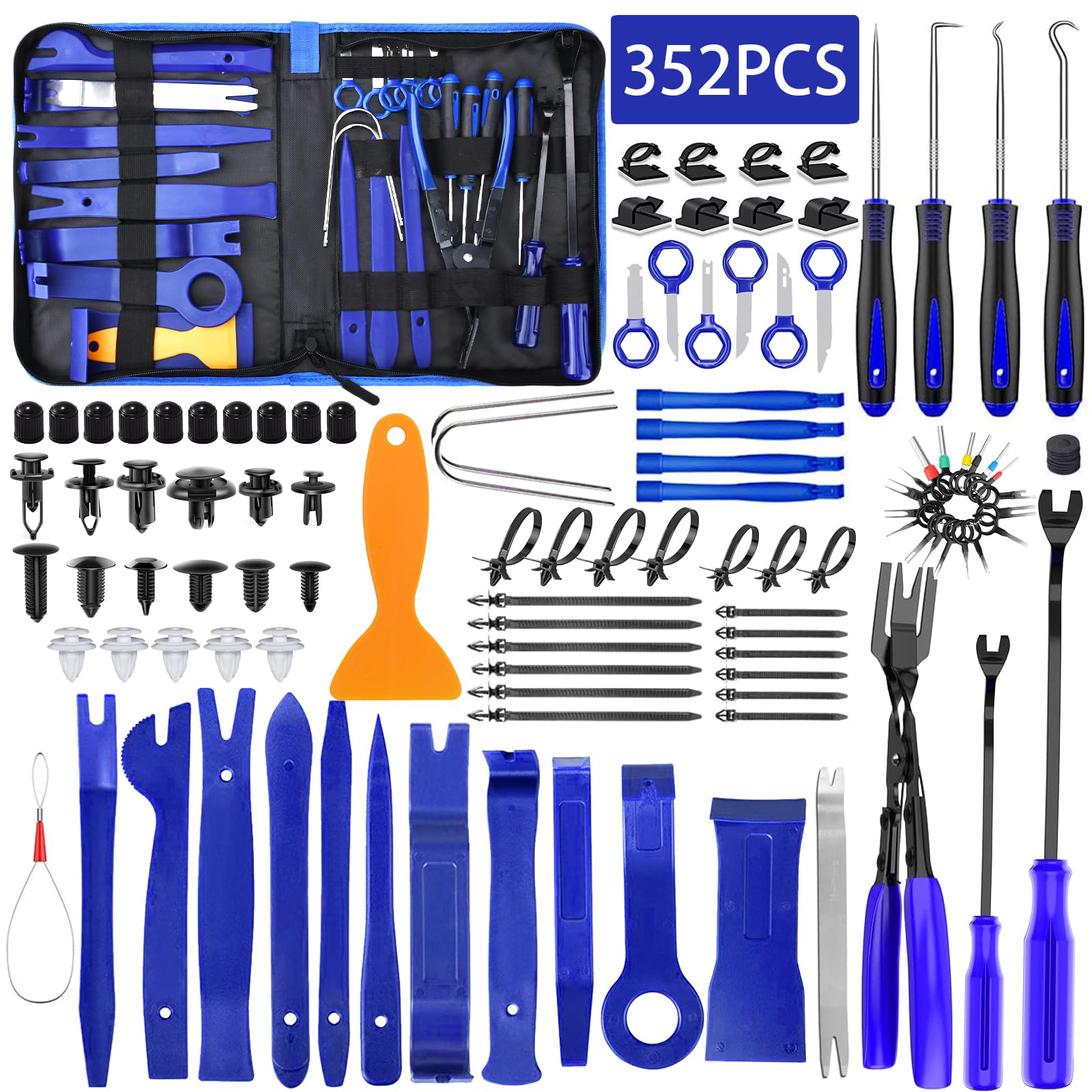 352 Piezas Herramientas Kit Desmontar Coche,Herramientas Desmontaje Coche,Herramientas de Palanca para Automóviles para Herramientas Desmontar Interiores Coche Radio Audio
