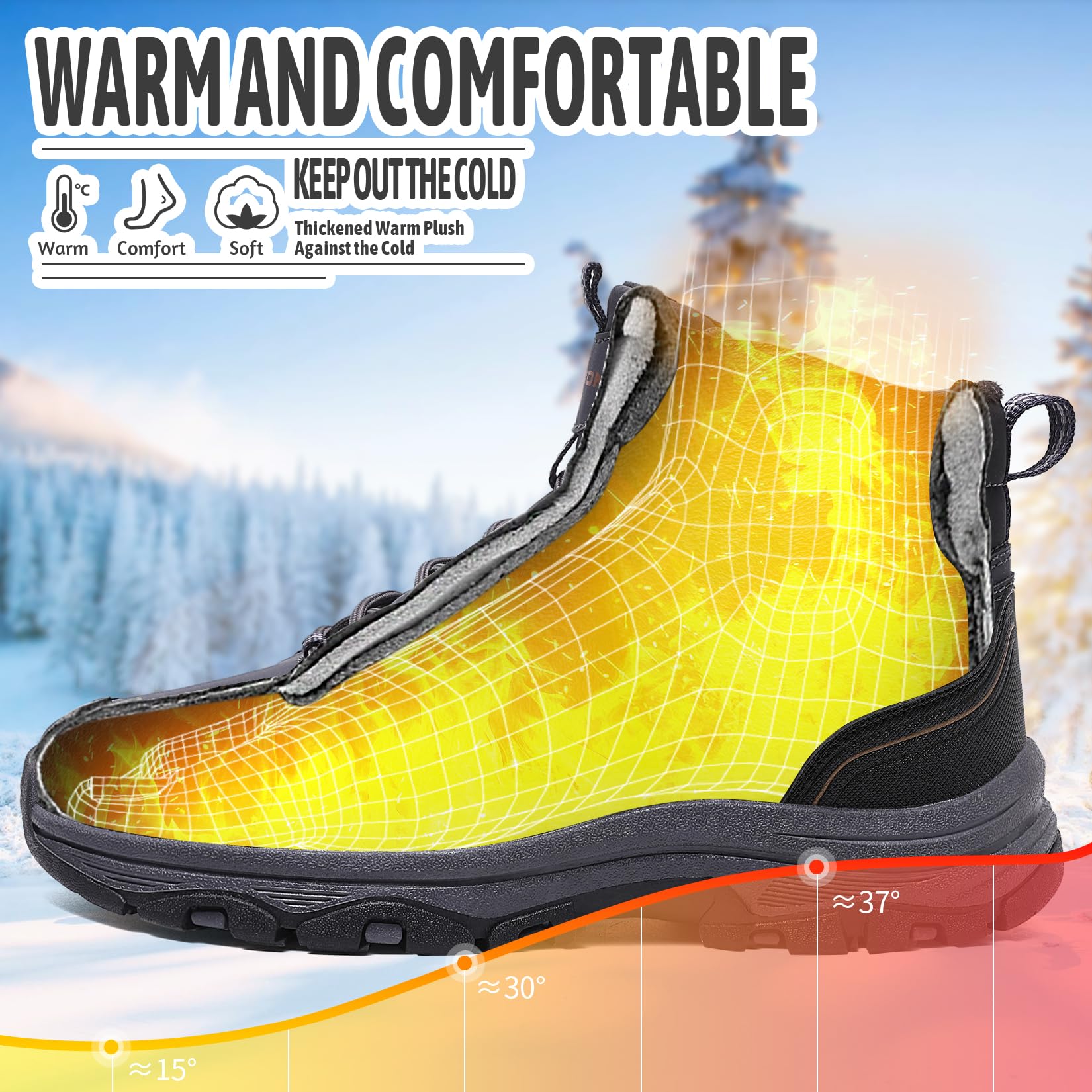 Littleplum Winterschuhe Herren Winterstiefel Wanderschuhe Trekking Warm Gefüttert Schneestiefel für Outdoor