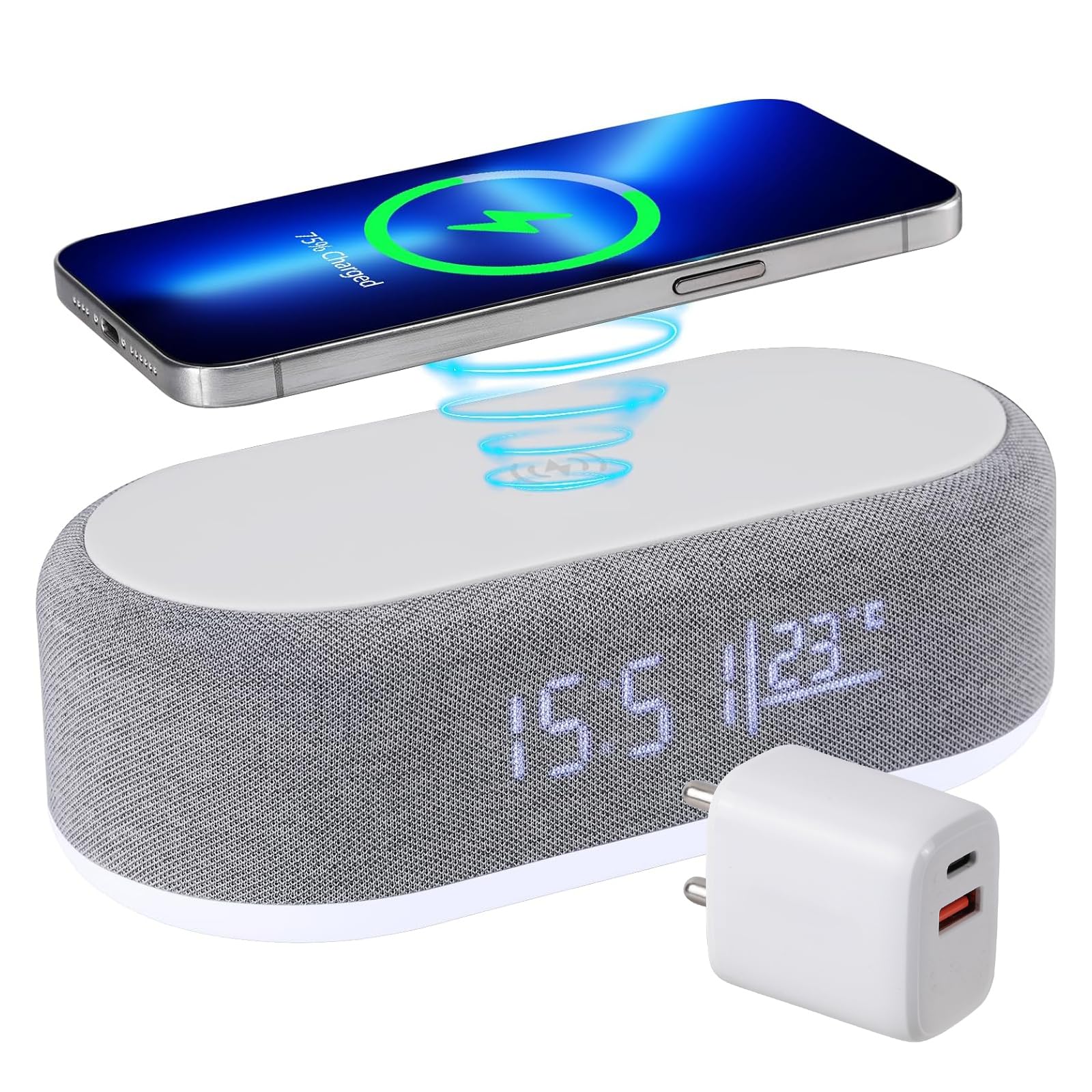 UNIGEN UNICLOCK Alarm Clocks for Bedrooms [with 30W Adapter] | LED Desk Clock with Large Numbers |15W Wireless Charger | Speaker | Adjustable Table Lamp, 12/24H (B0D1QX482D) Amazon Price History, Amazon Price Tracker
