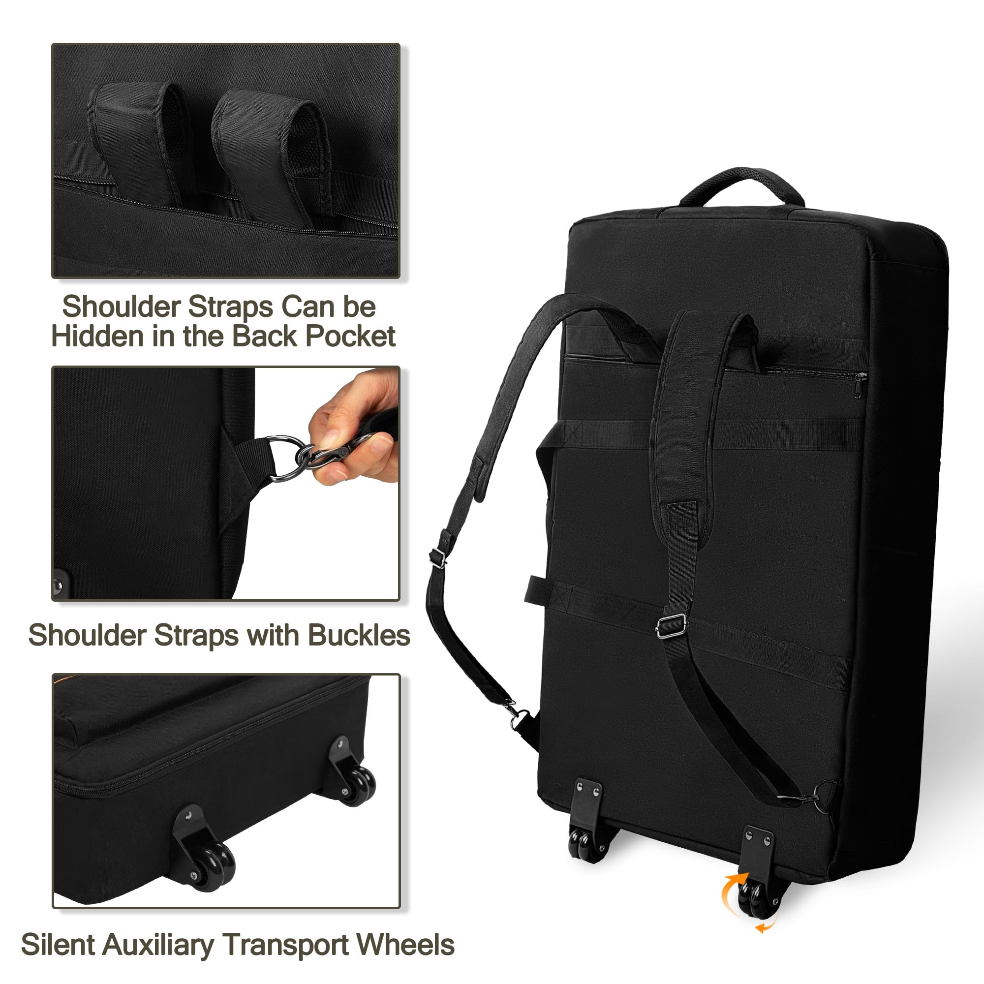 Rexmica Borsa da Trasporto per Controller DJ con Ruote, Compatibile con Pioneer XDJ RX2/ XDJ RX3/ XDJ-RX/DDJ-FLX10/ DDJ REV7/ DDJ 1000SRT, Zaino con Ruote Imbottito con 2 Tasche per DJ Mixer Accessori