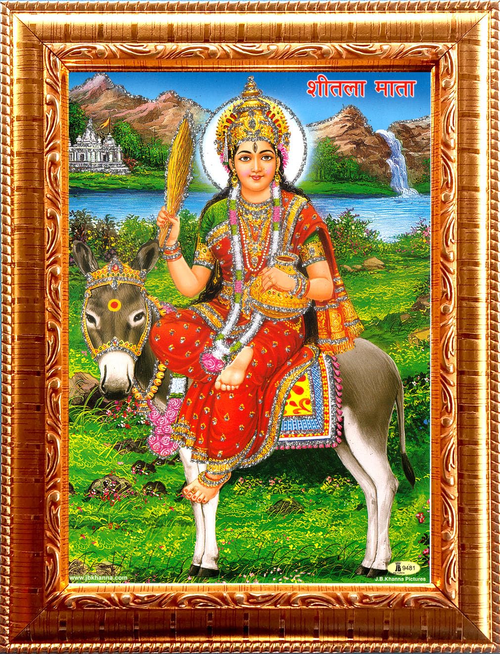 SHITALA MATA SITALA GOLDEN PHOTO FRAME SMALL SIZE (6.75 X 8.75) INCH RECTANGULAR-image-16