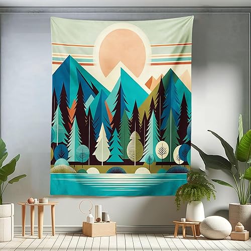 Miniatura 87 de Ambesonne Tapiz hawaiano, Costa Na Pali en la isla de Kauai en Hawái, día soleado, horizonte de montaña, colgante de pared para dormitorio, sala