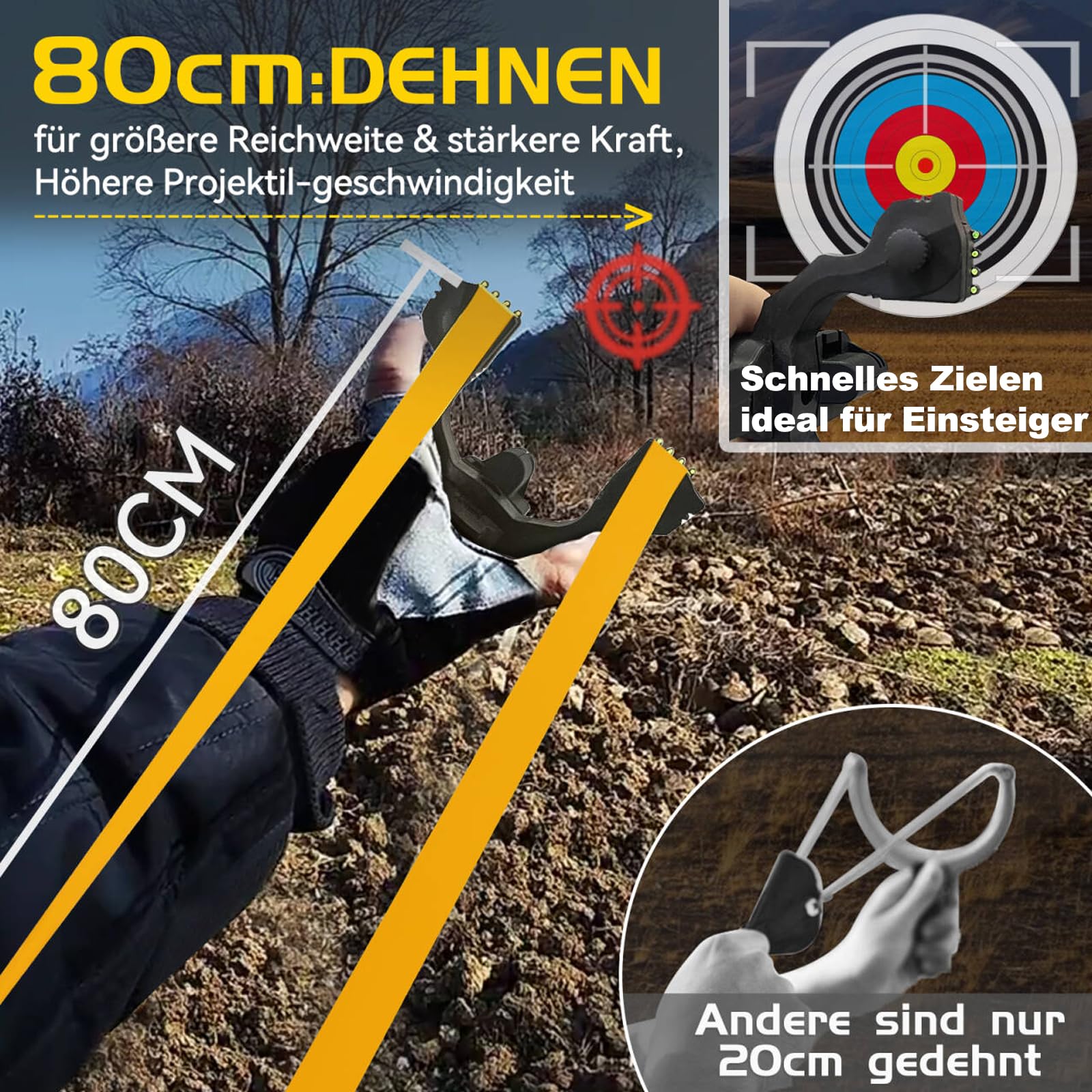Set di fionde sportive per allenamento all'aria aperta, impugnatura ergonomica antiscivolo con rivista a sfera, con 400 sfere di allenamento e 6 fasce di ricambio, centrifuga di precisione per il