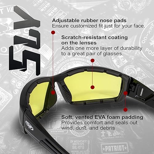 Miniatura 2 de Global Vision Sly - Gafas de sol acolchadas de espuma amarilla para motociclistas, ciclomotor, ATV Quad