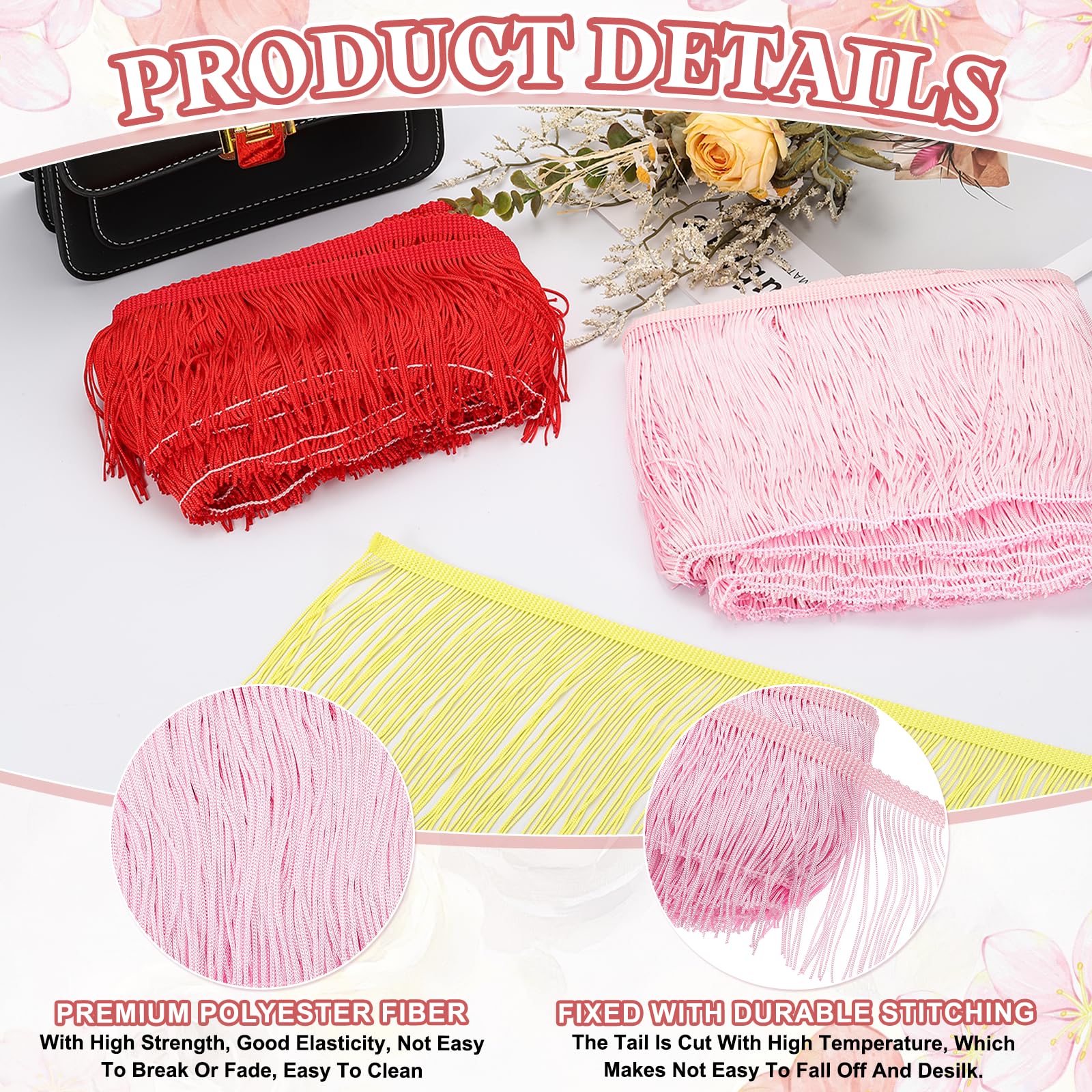 PATIKIL 10 Yards 4 Inch Fringe Trim Tassel Sewing Trim - Image 3