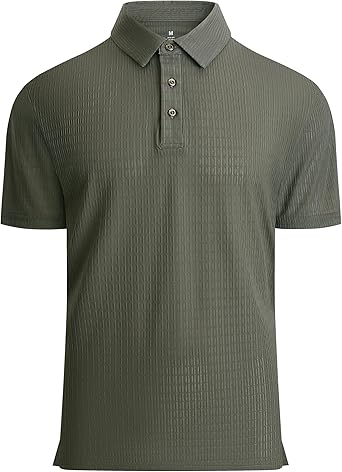 Alex Vando Mens Bubble Jacquard Polo Shirt Super Stretch Short Sleeve Polo Shirts for Men