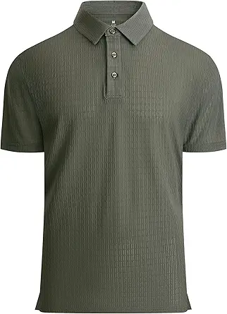 Alex Vando Mens Bubble Jacquard Polo Shirt Super Stretch Short Sleeve Polo Shirts for Men