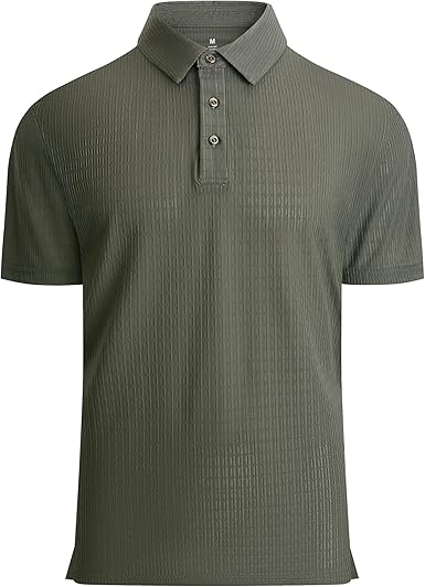 Alex Vando Mens Bubble Jacquard Polo Shirt Super Stretch Short Sleeve Polo Shirts for Men
