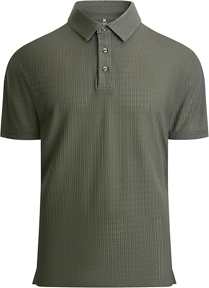 Alex Vando Mens Bubble Jacquard Polo Shirt Super Stretch Short Sleeve Polo Shirts for Men