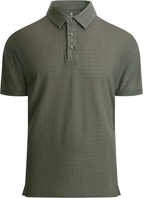 Alex Vando Mens Bubble Jacquard Polo Shirt Super Stretch Short Sleeve Polo Shirts for Men