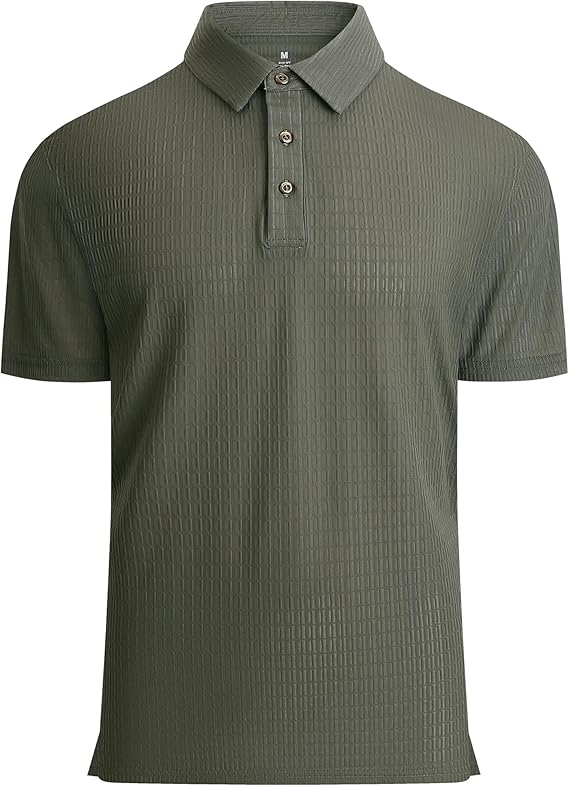 Alex Vando Mens Bubble Jacquard Polo Shirt Super Stretch Short Sleeve Polo Shirts for Men