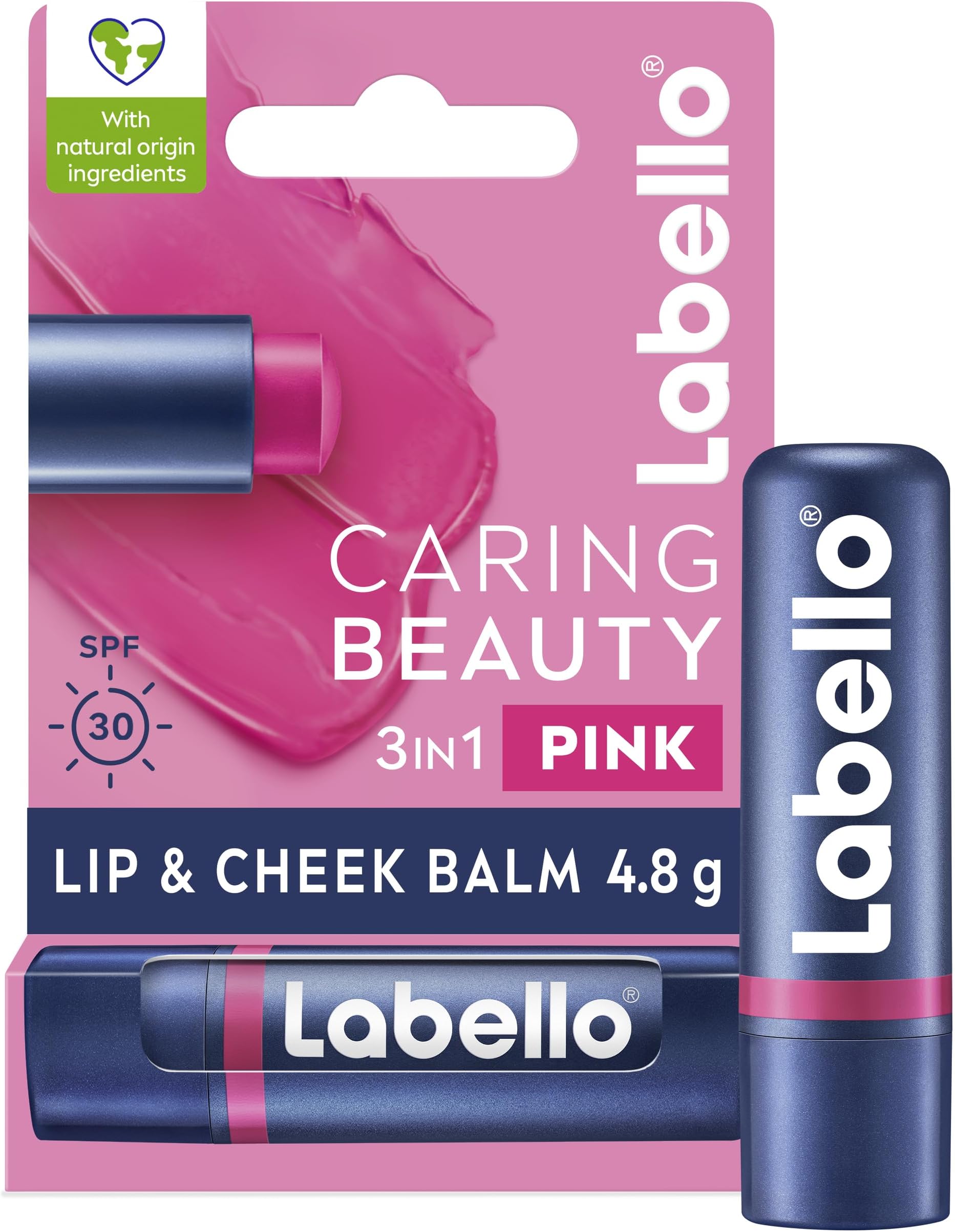 Lip Caring Beauty Pink Color Lip and Cheek Balm SPF 30 Moisturising Tint with Sun Protection, 4.8g