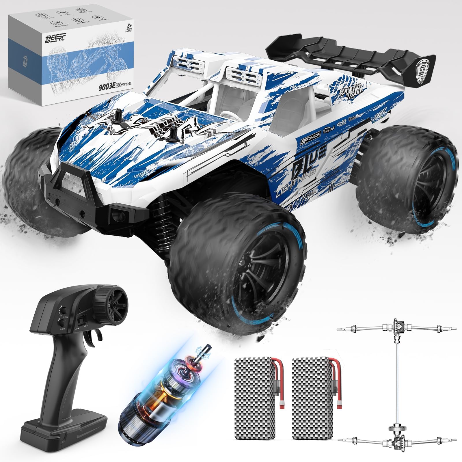 DEERC9003E 1:14 All Terrain RC Cars, 40KPH High Speed Off Road RC Truck,4WD Remote Control Car with 2 Li-ion Batteries, Fast Extreme Monster Truck Toys Gifts for Kids and AdultsGlobal Recycled StandardGlobal Recycled StandardGlobal Recycled Standard